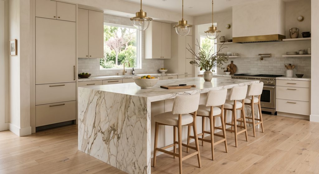the waterfall edge kitchen islands